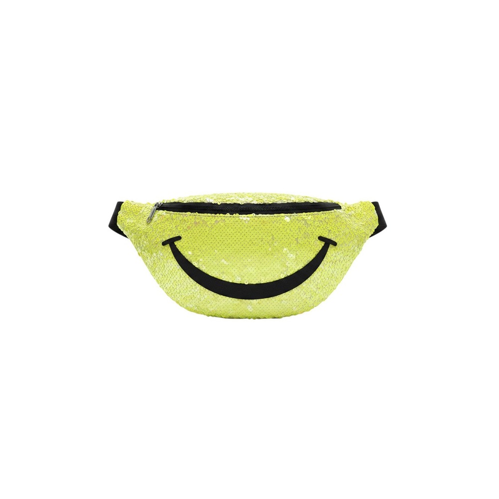 Claire's Fanny Pack Girls OS Neon Yellow NWT Sequin Smiley Face Waist Bag